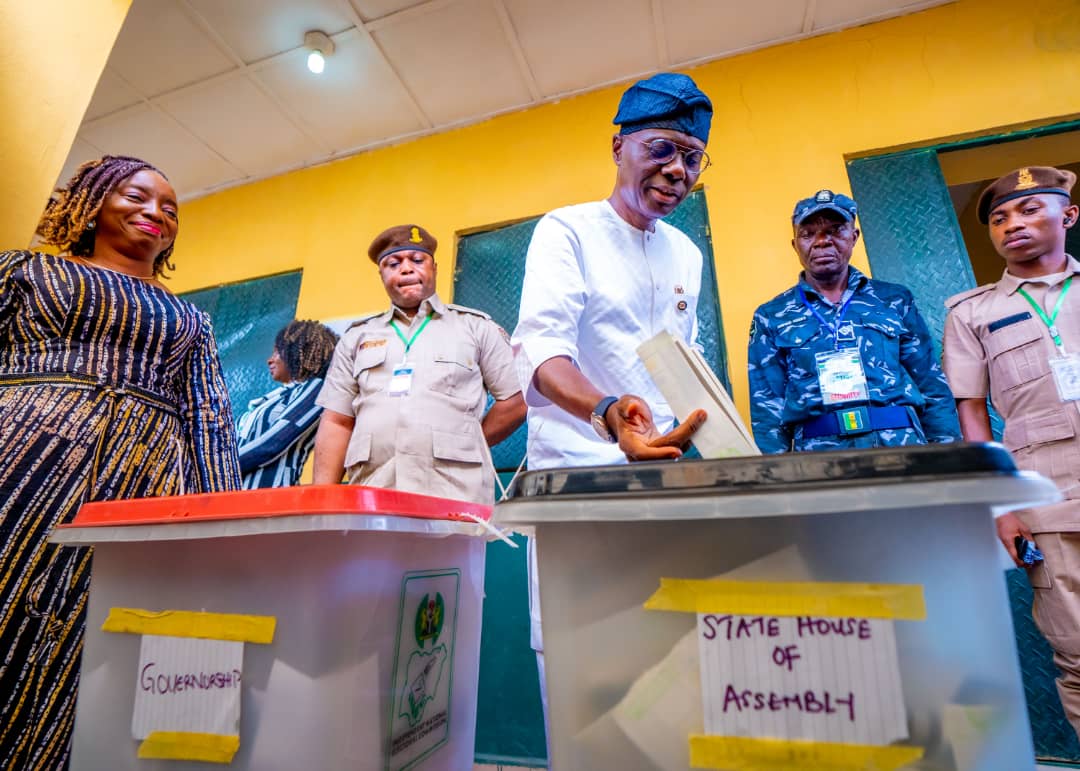 GOV SANWO-OLU, FIRST LADY CAST THEIR VOTES FOR THE GUBERNATORIAL AND STATE HOUSE OF ASSEMBLY ELECTIONS ON SATURDAY, 18 MARCH, 2023