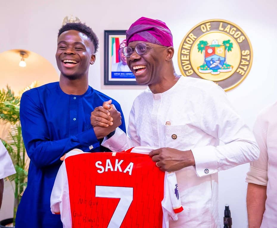 ARSENAL FC FORWARD, BUKAYO SAKA PAY COURTESY VISIT TO GOVERNOR SANWO-OLU AT LAGOS HOUSE MARINA