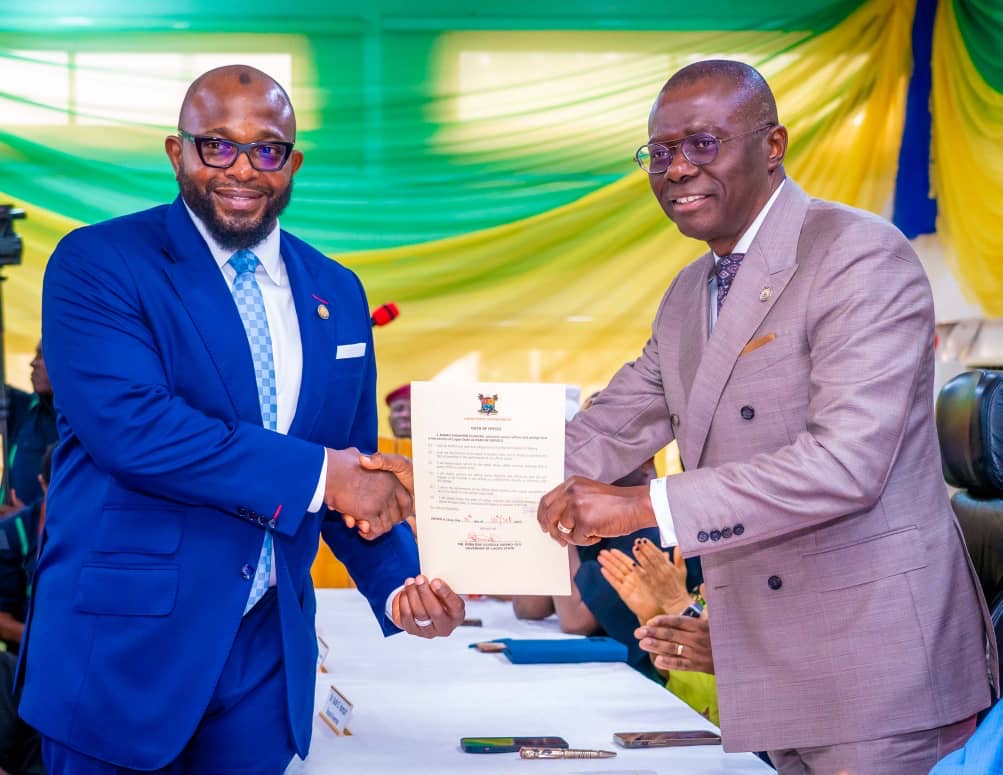 GOV. SANWO-OLU PRESIDES AT SWEARING IN CEREMONY OF NEWLY APPOINTED HEAD OF SERVICE, MR OLABODE AGORO AT LAGOS HOUSE, IKEJA