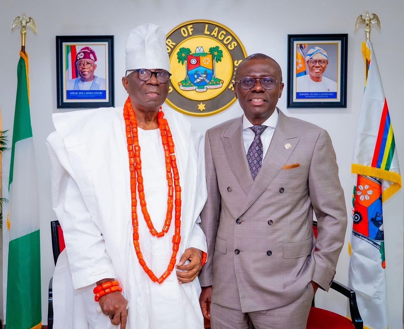 SANWO-OLU CONGRATULATES OBA AKIOLU AT 80, SAYS HE IS A VISIONARY, VIBRANT MONARCH