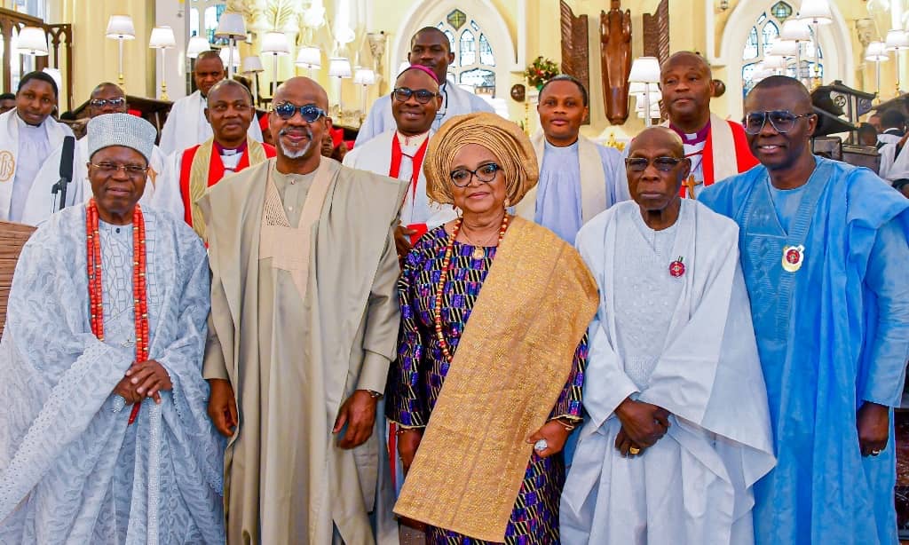 GOVS. SANWO-OLU, ABIDOUN, OBASANJO AT THE 80TH BIRTHDAY CELEBRATION OF MRS. CLARA OLUMIDE AT THE CATHEDRAL CHURCH OF CHRIST, MARINA, LAGOS