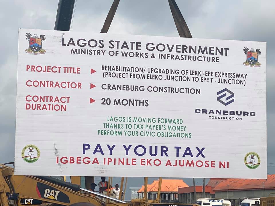 Construction of the 6-lane rigid pavement on Eleko Epe T junction
